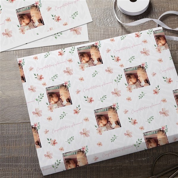 A Mother's Blooming Love Personalized Photo Wrapping Paper  - 34671
