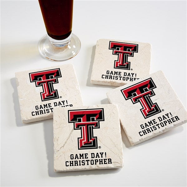 NCAA Texas Tech Red Raiders Personalized Tumbled Stone Coaster Set  - 34677