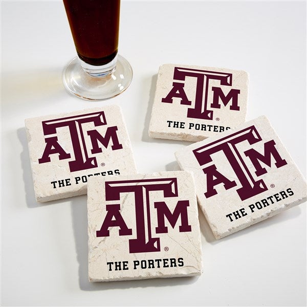 NCAA Texas A&M Aggies Personalized Tumbled Stone Coaster Set  - 34680