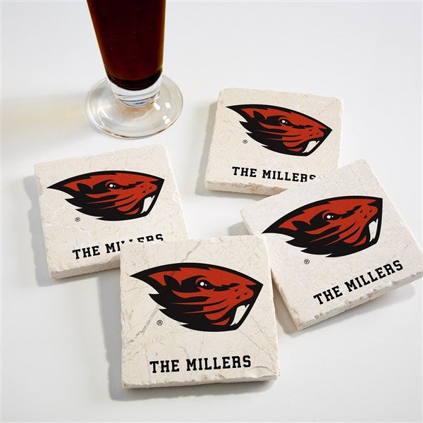 NCAA Oregon State Beavers Personalized Tumbled Stone Coaster Set  - 34684