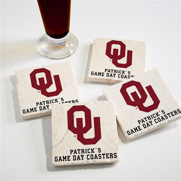 NCAA Oklahoma Sooners Personalized Tumbled Stone Coaster Set  - 34692