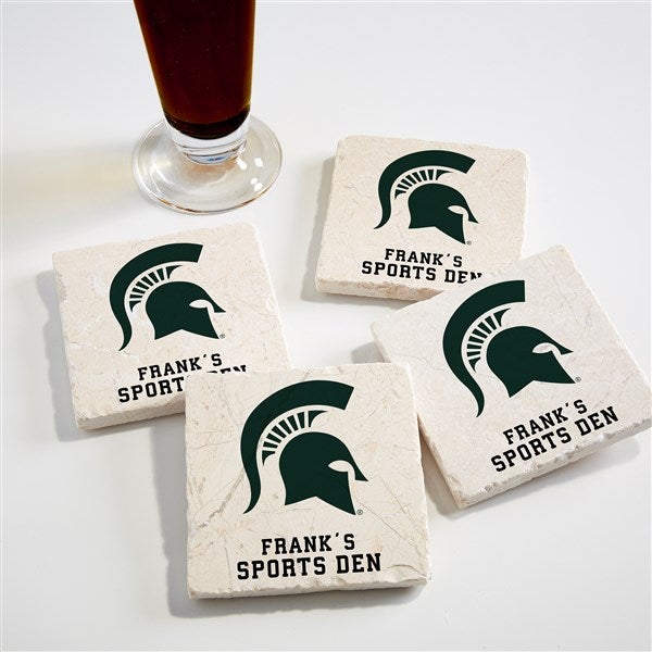 NCAA Michigan State Spartans Personalized Tumbled Stone Coaster Set - 34705