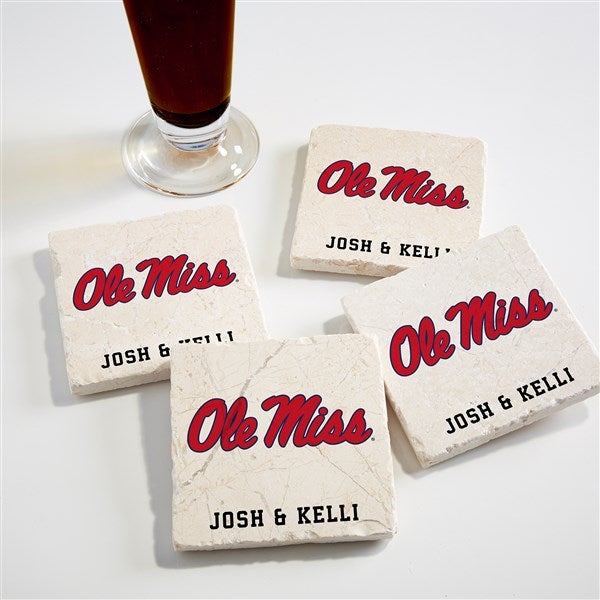 NCAA Ole Miss Rebels Personalized Tumbled Stone Coaster Set  - 34713