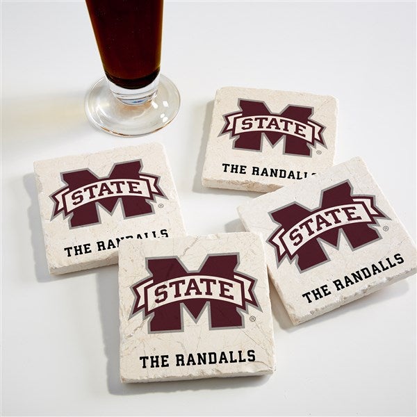 NCAA Mississippi State Bulldogs Personalized Tumbled Stone Coaster Set  - 34715