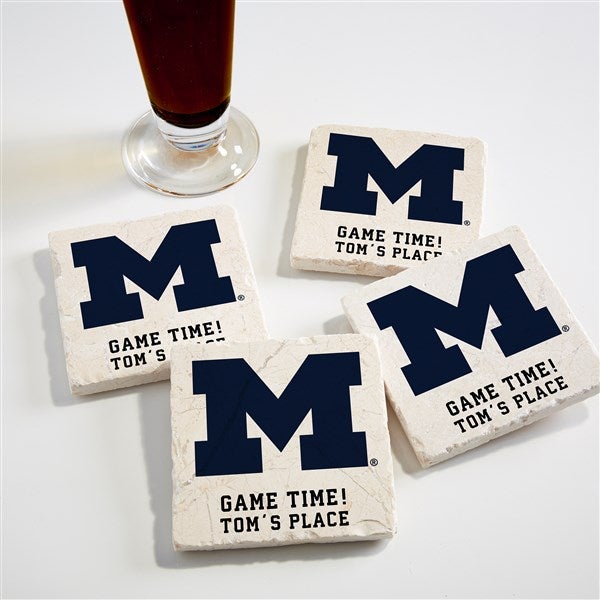 NCAA Michigan Wolverines Personalized Tumbled Stone Coaster Set  - 34716