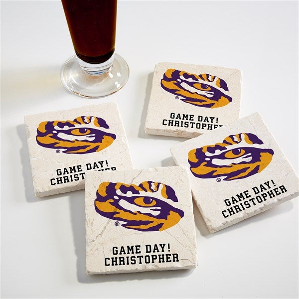 NCAA LSU Tigers Personalized Tumbled Stone Coaster Set  - 34720