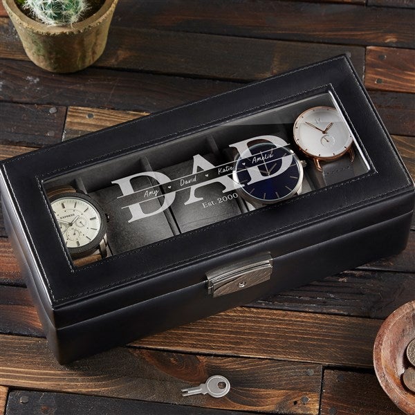 Our Dad Personalized Leather Watch Box  - 34736