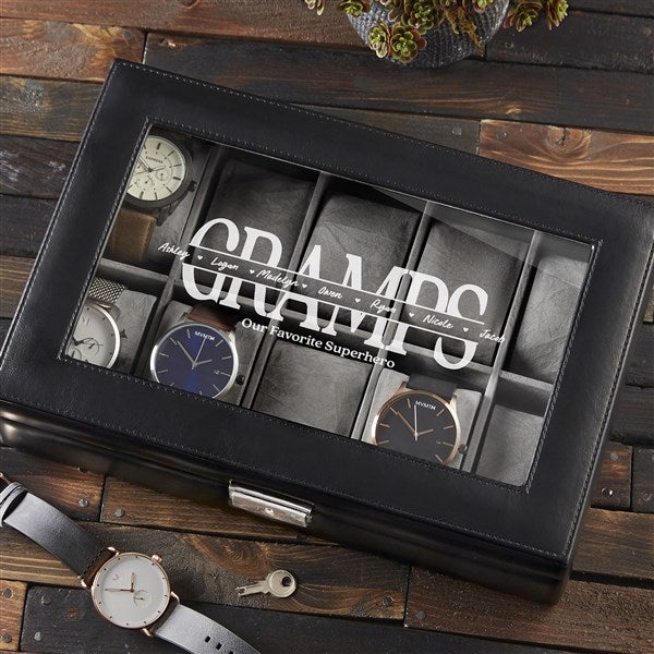 Our Dad Personalized Leather Watch Box  - 34736
