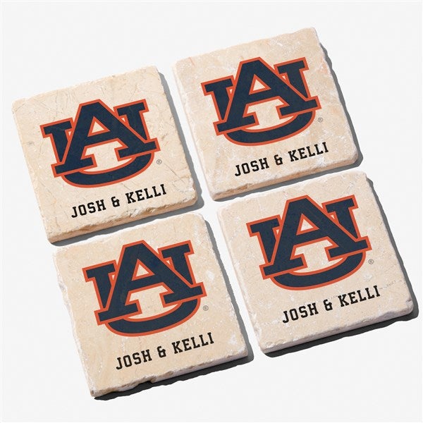 NCAA Auburn Tigers Personalized Tumbled Stone Coaster Set  - 34752