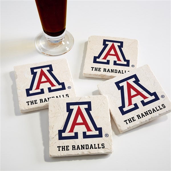 NCAA Arizona Wildcats Personalized Tumbled Stone Coaster Set  - 34753