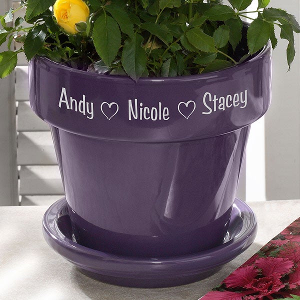 Personalized Purple Ceramic Flower Pot