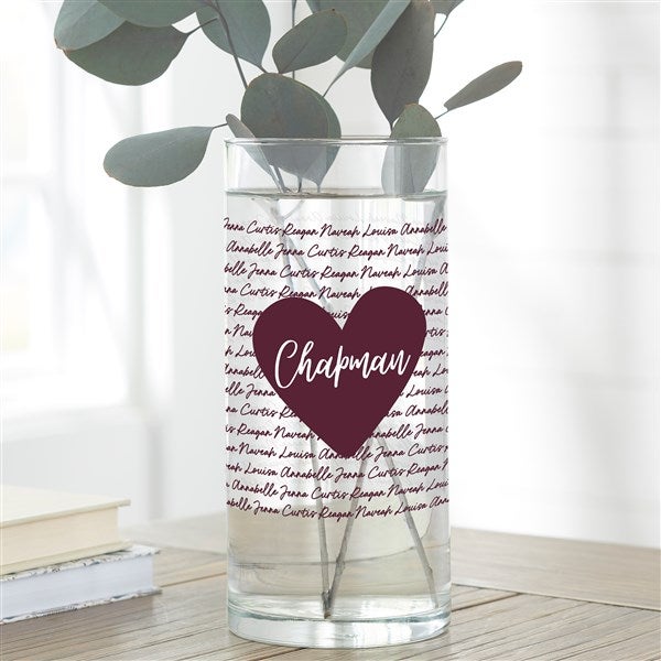 Family Heart Personalized Glass Flower Vase  - 34891