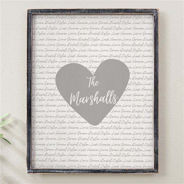 Family Heart Personalized Barnwood Frame Wall Art - 34893