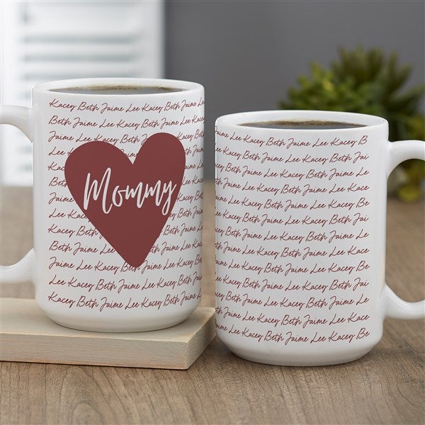 Family Heart Personalized Coffee Mugs - 34894