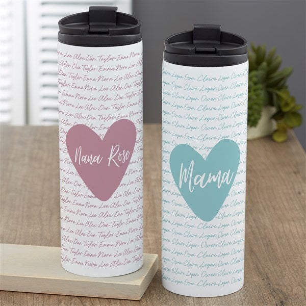 Family Heart Personalized Travel Tumblers - 34896