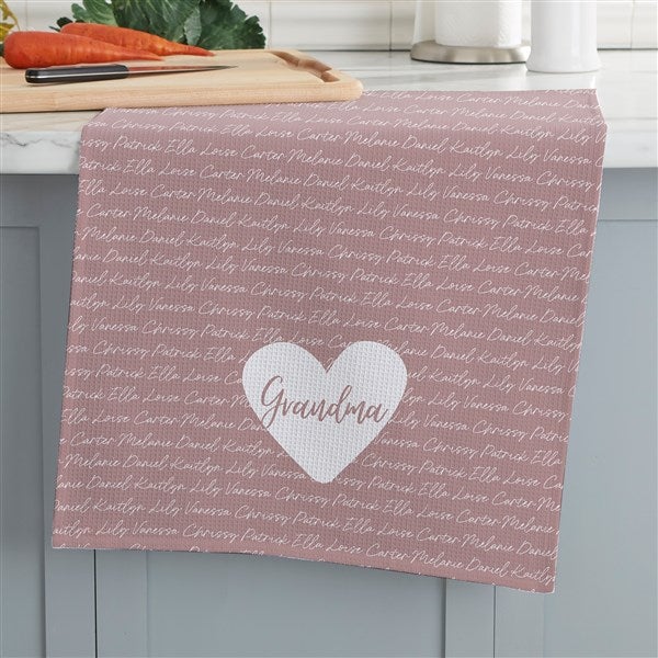 Family Heart Personalized Waffle Weave Kitchen Towels - 34897