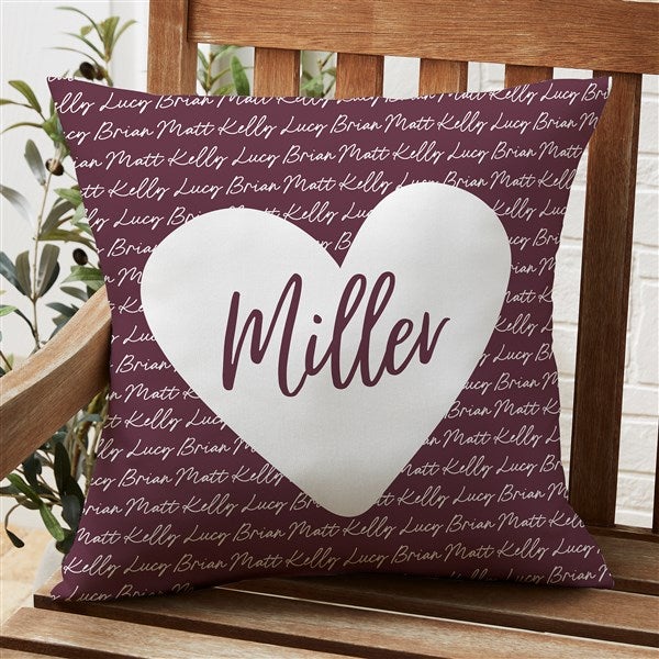 Family Heart Personalized Outdoor Throw Pillows - 34898