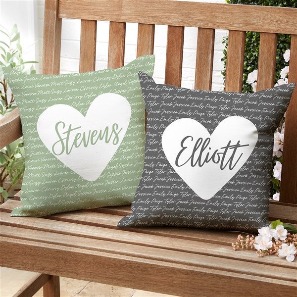 Family Heart Personalized Outdoor Throw Pillows - 34898