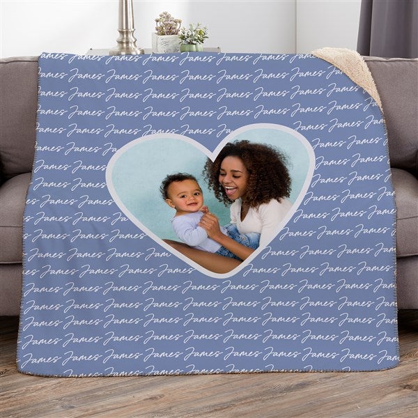 Family Heart Photo Personalized Blankets - 34906