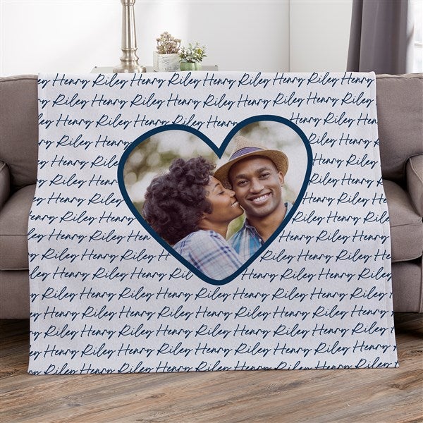 Family Heart Photo Personalized Blankets - 34906