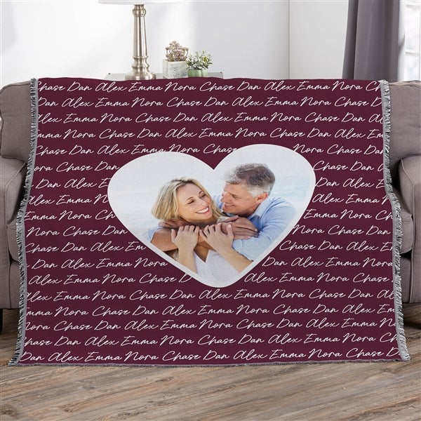 Family Heart Photo Personalized Blankets - 34906