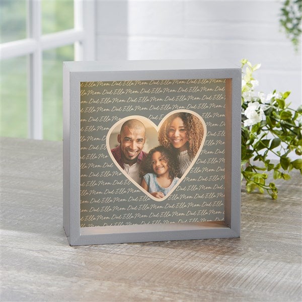 Family Heart Photo Personalized LED Light Shadow Box  - 34907