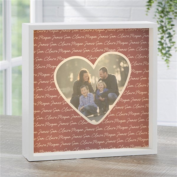 Family Heart Photo Personalized LED Light Shadow Box  - 34907