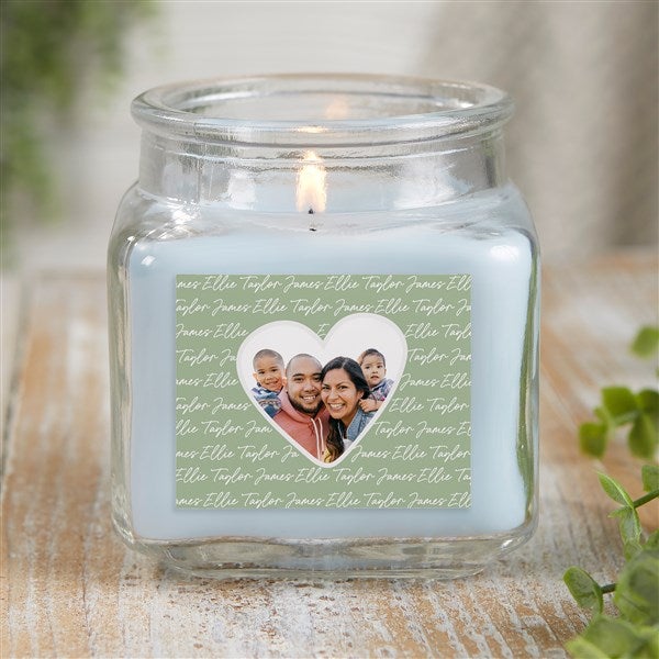 Family Heart Photo Personalized Scented Glass Candle Jars - 34911