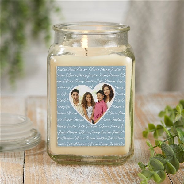 Family Heart Photo Personalized Scented Glass Candle Jars - 34911