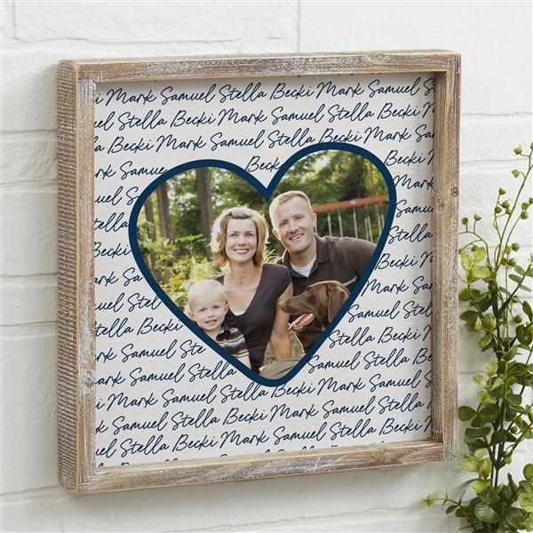 Family Heart Photo Personalized Barnwood Frame Wall Art  - 34912