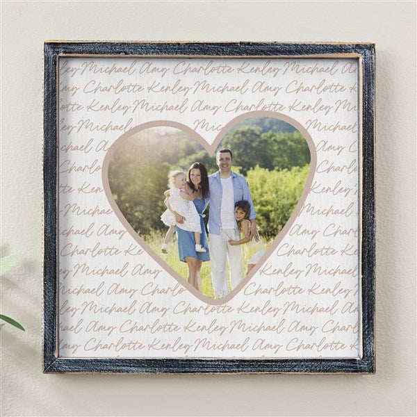 Family Heart Photo Personalized Barnwood Frame Wall Art  - 34912