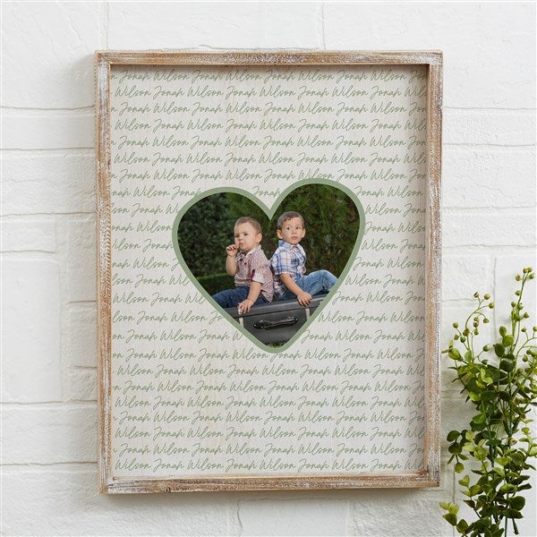 Family Heart Photo Personalized Barnwood Frame Wall Art  - 34912