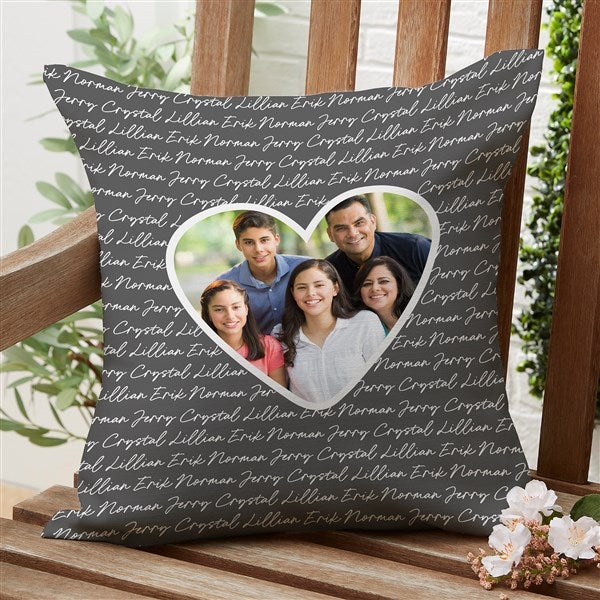 Family Heart Photo Personalized Outdoor Throw Pillows - 34917