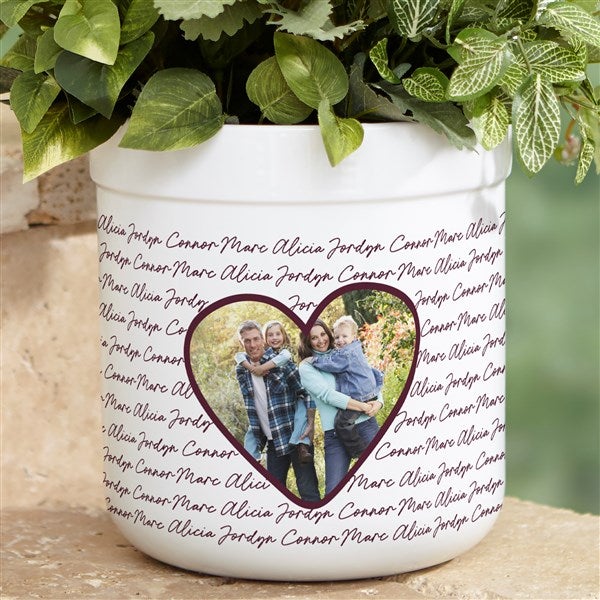 Family Heart Photo Personalized Outdoor Flower Pot  - 34919