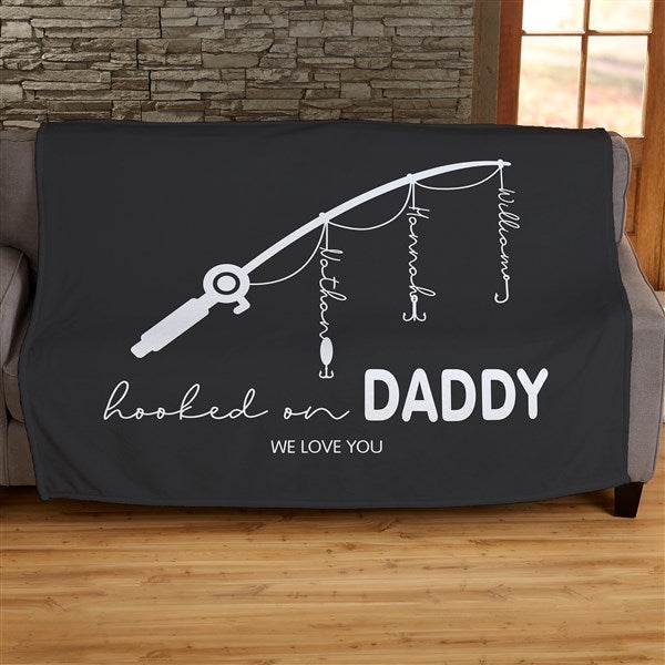 Hooked On Dad Personalized Blanket  - 34931