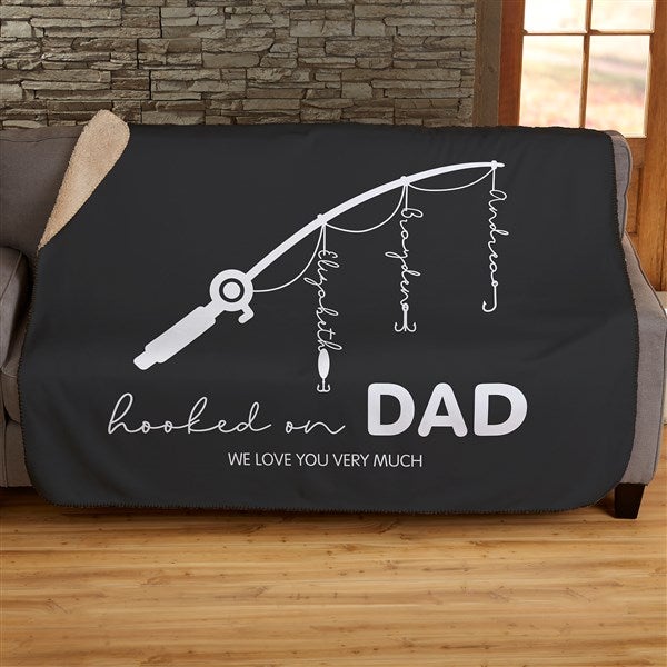 Hooked On Dad Personalized Blanket  - 34931