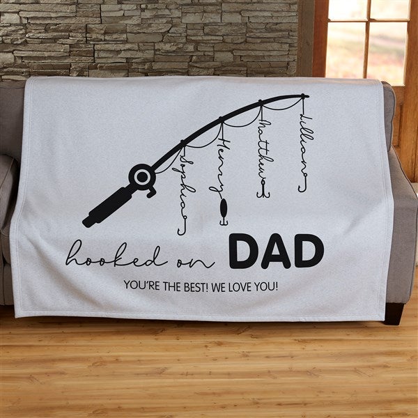 Hooked On Dad Personalized Blanket  - 34931