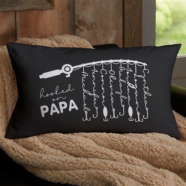 Hooked On Dad Personalized Throw Pillows  - 34932