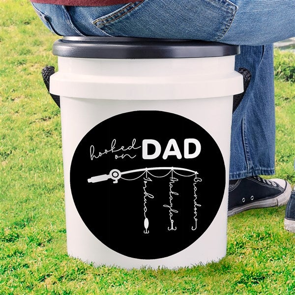 Personalized Fishing Bucket Seat - Hooked On Dad - 34935