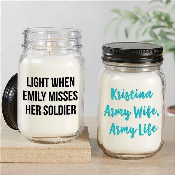 Write Your Own Military Expressions Personalized Farmhouse Candle Jar  - 34946