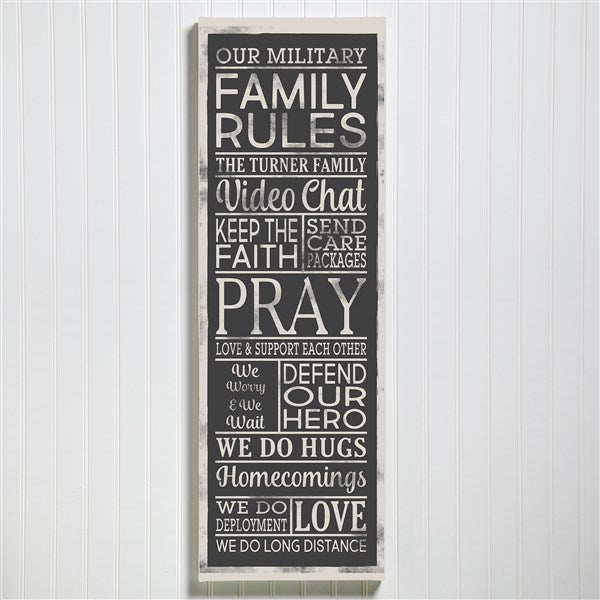 Military Family Rules Personalized Canvas Print  - 34953