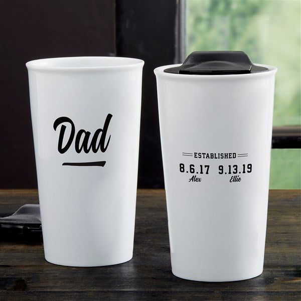 Dad Established Personalized Double-Wall Ceramic Travel Mug  - 34971
