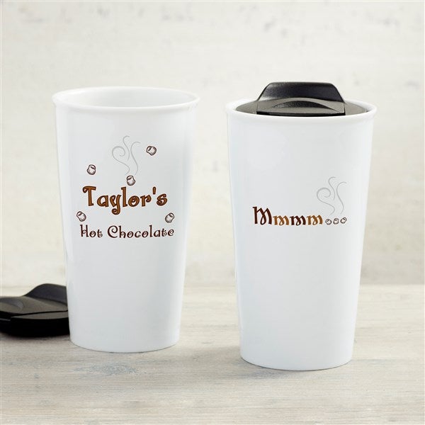 Mmmm... Hot Chocolate Personalized Ceramic Travel Mug  - 34982