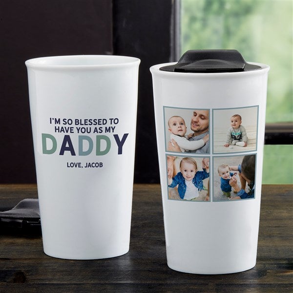 Glad You're Our Dad Personalized Ceramic Travel Mug - 34991