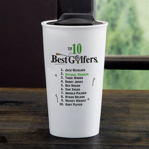 Top 10 Golfers Personalized Double-Wall Ceramic Travel Mug - 35002