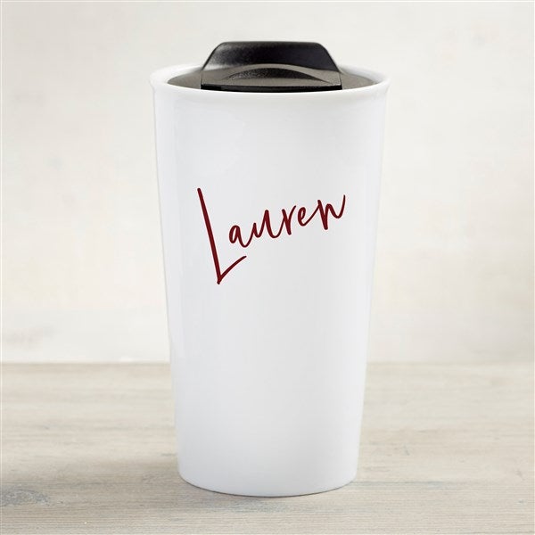 Trendy Script Name Personalized Ceramic Travel Mug - 35004