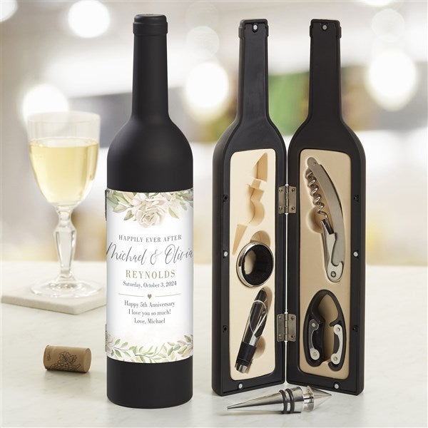 Floral Anniversary Personalized Wine Accessory 5pc Kit - 35089