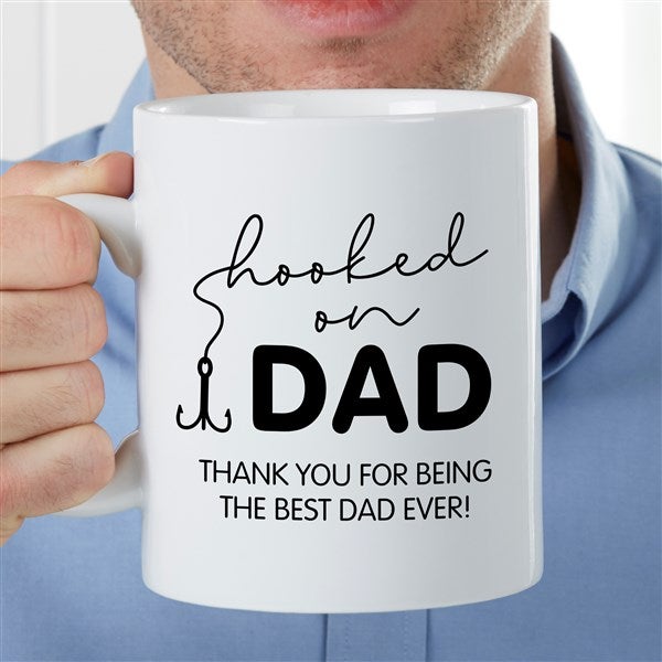 Hooked On Dad Personalized 30 oz. Coffee Mug - 35109