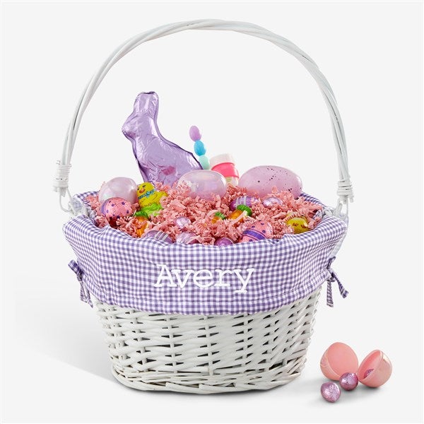 Personalized White Easter Basket With Drop-Down Handle - 35122