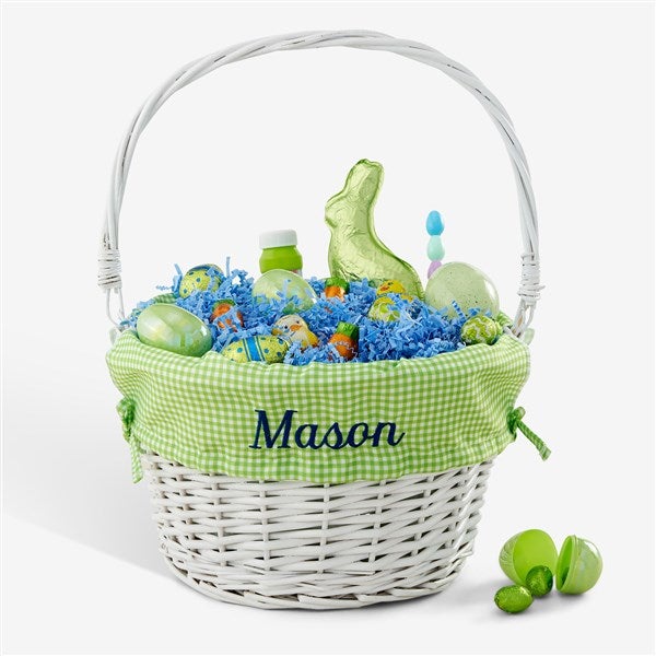 Personalized White Easter Basket With Drop-Down Handle - 35122